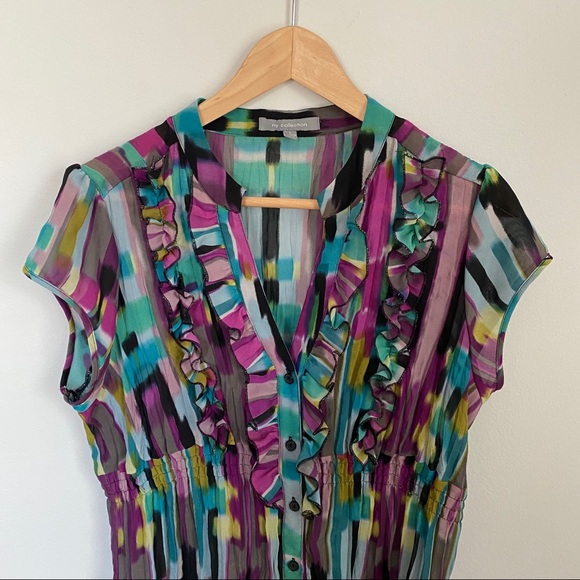 NY Collection Colored Ruffle Blouse - Picture 2 of 7